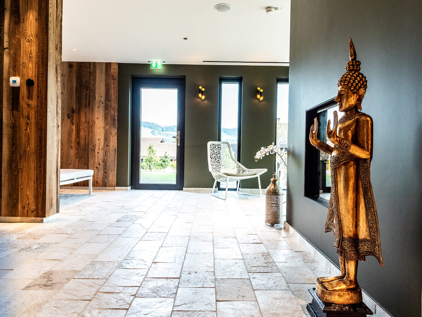 Select Green Hotels Alpenloge im Allgäu spa area with Buddha