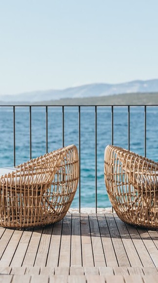 Select Green Hotels Maslina Resort Hvar lounge chairs at the terrace with Seaview